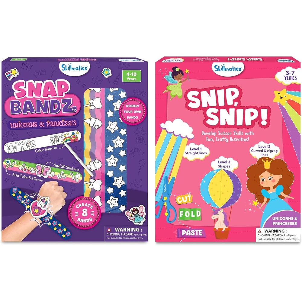 image:imageSkillmatics Snap Bandz Unicorns and Princesses amp Snip Snip Unicorns amp Princesses Bundle Art amp Craft Activites DIY Creative Kit Gifts for Girls amp Boys Ages 3 4 5 6 7 8 9 10