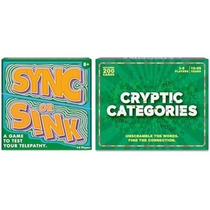 Sync or Sink and Cryptic Categories Bundle, Fast-paced Party Games, Hilarious Family Games for Kids, Teens & Adults, Gifts for Ages 8, 9, 10 and Up